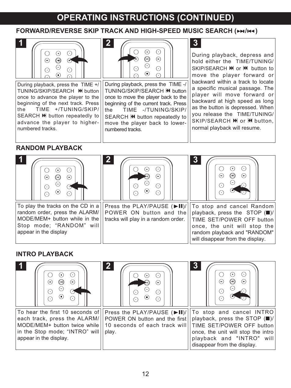 Operating instructions (continued) | Memorex MX4118 User Manual | Page 13 / 21