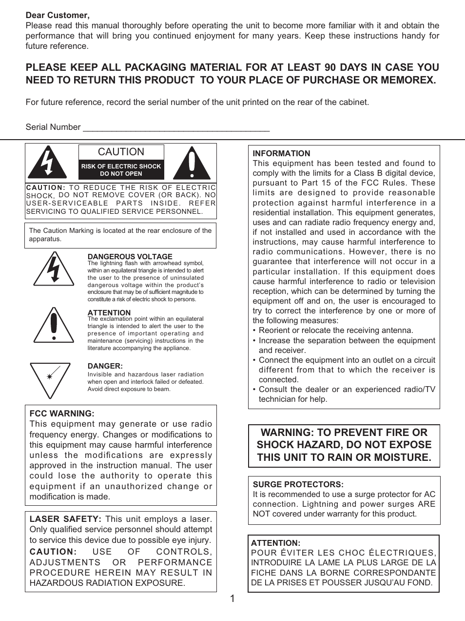 Caution | Memorex MX4118 User Manual | Page 2 / 21