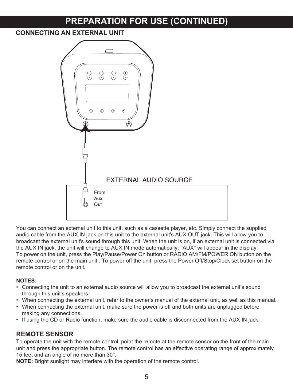 Preparation for use (continued) | Memorex MX4118 User Manual | Page 6 / 21