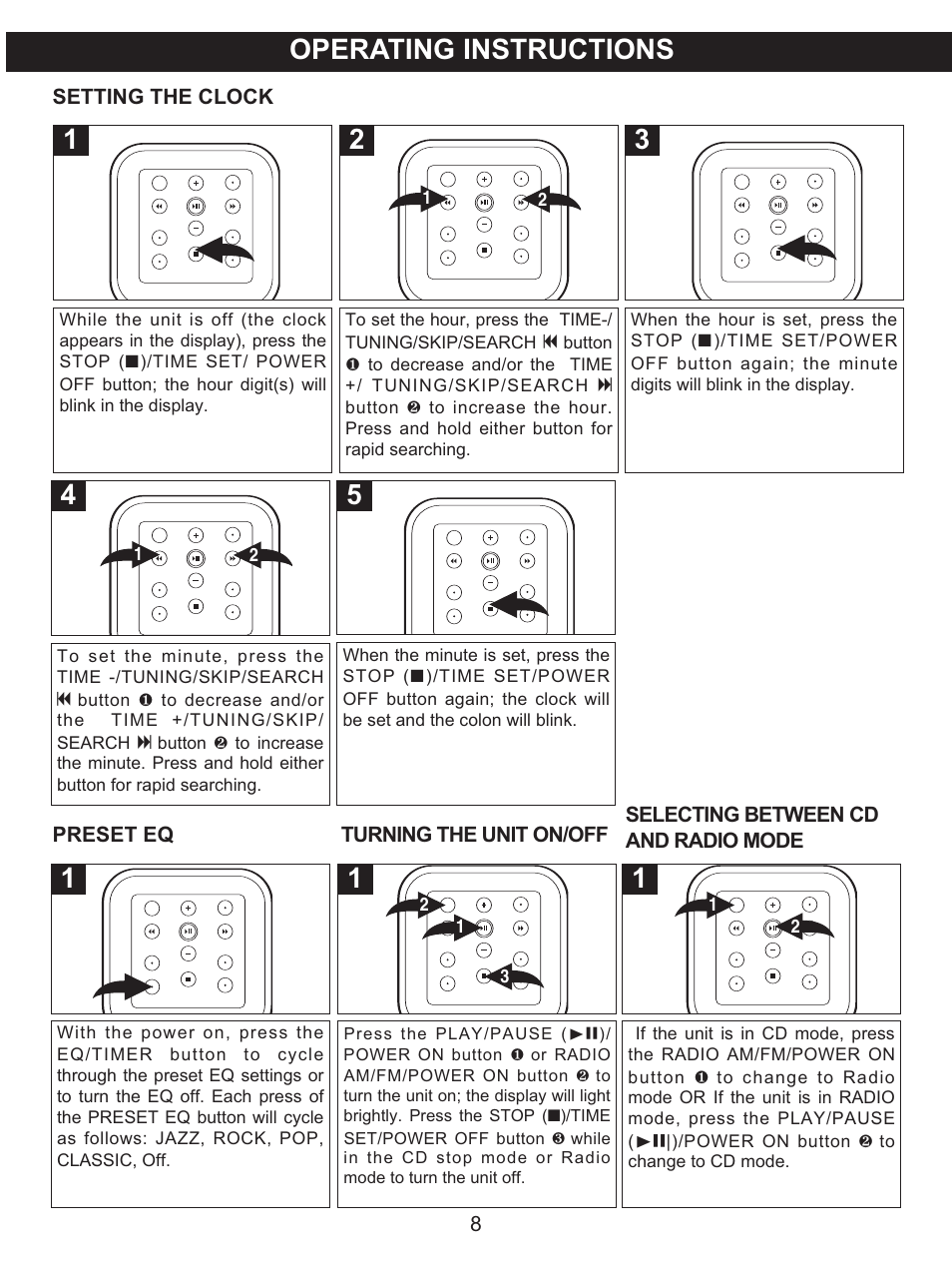 Operating instructions | Memorex MX4118 User Manual | Page 9 / 21