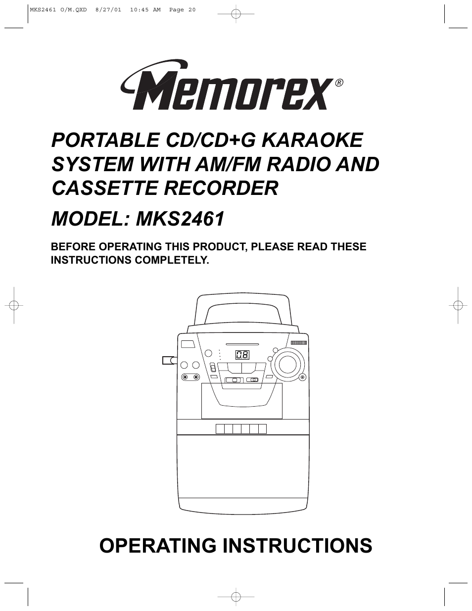 Memorex MKS2461 User Manual | 20 pages