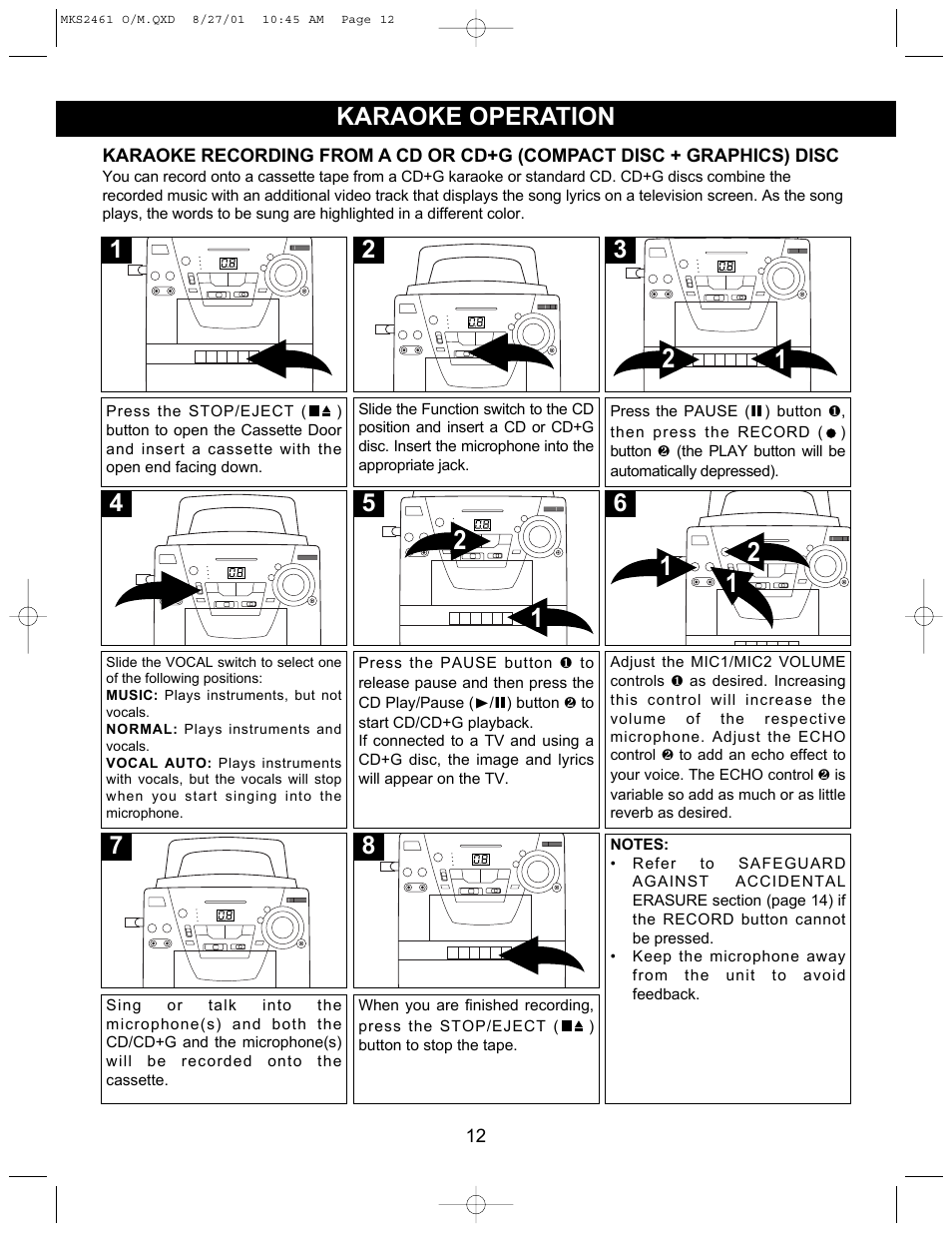 5karaoke operation | Memorex MKS2461 User Manual | Page 13 / 20