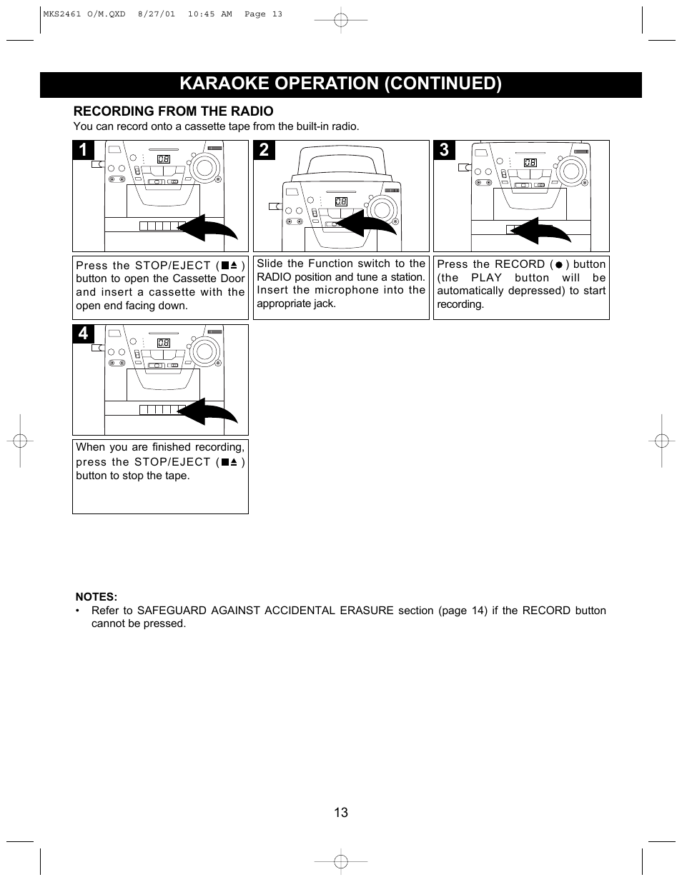 4karaoke operation (continued) | Memorex MKS2461 User Manual | Page 14 / 20
