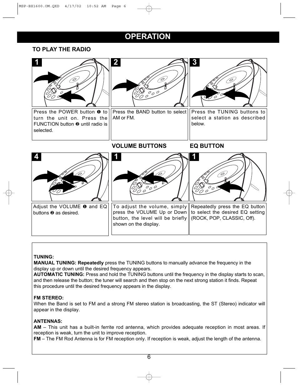4operation | Memorex MSP-BX1600 User Manual | Page 7 / 14
