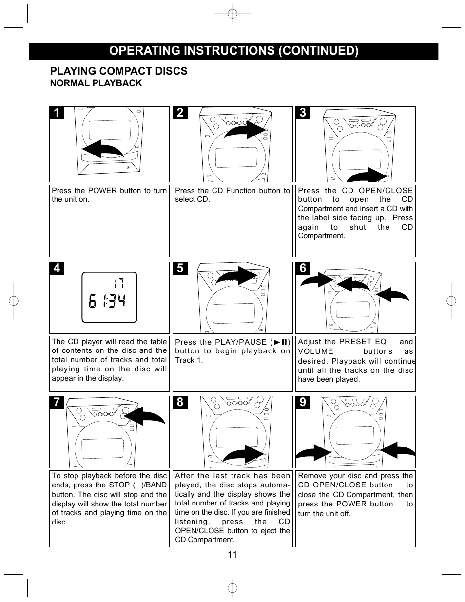 Operating instructions (continued) | Memorex MX3905 User Manual | Page 12 / 21