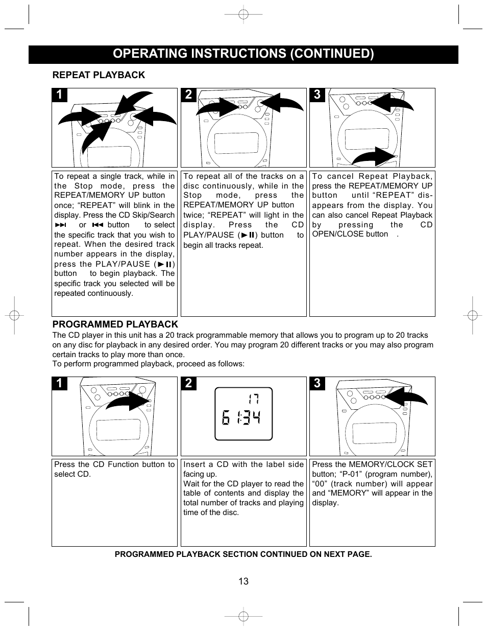 Operating instructions (continued) | Memorex MX3905 User Manual | Page 14 / 21