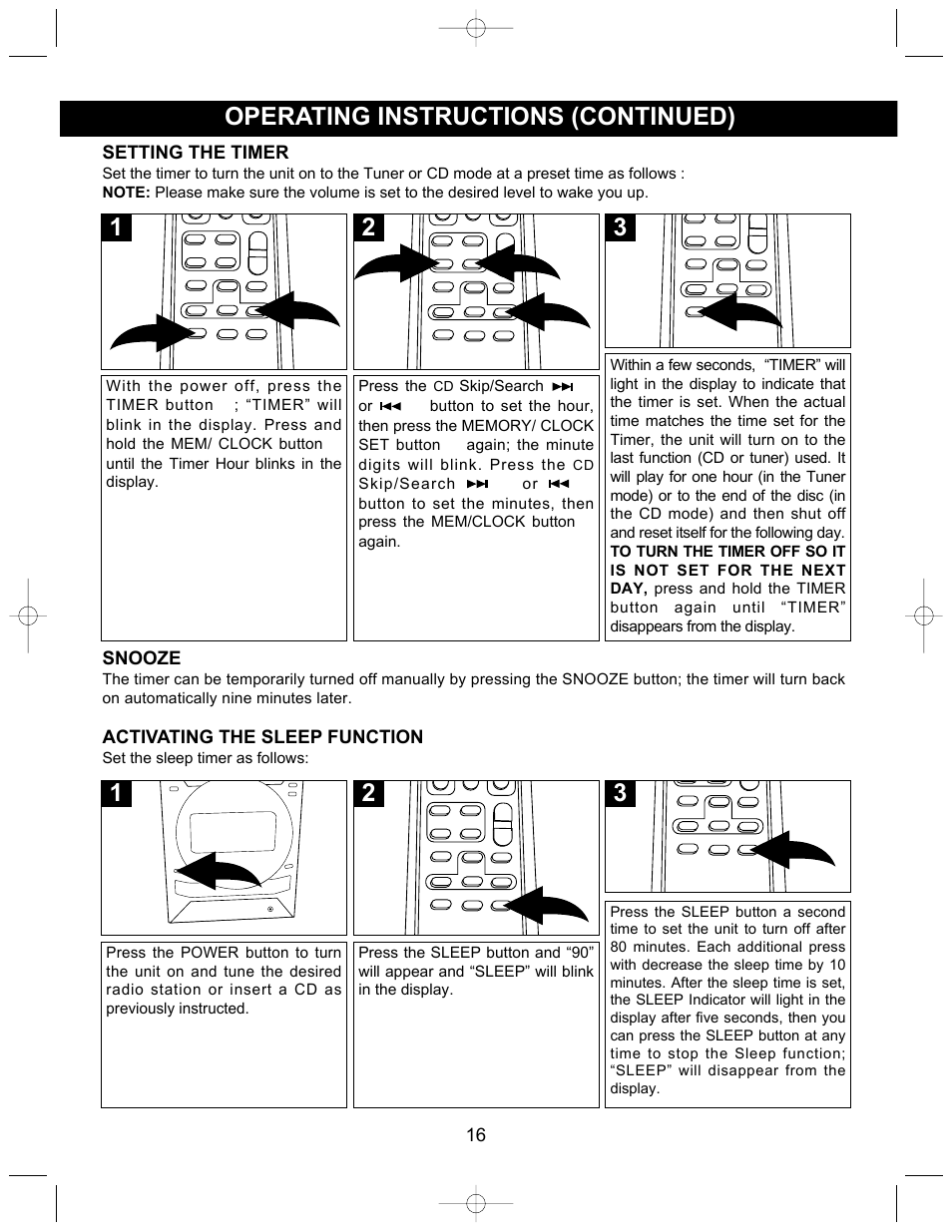 Operating instructions (continued) | Memorex MX3905 User Manual | Page 17 / 21