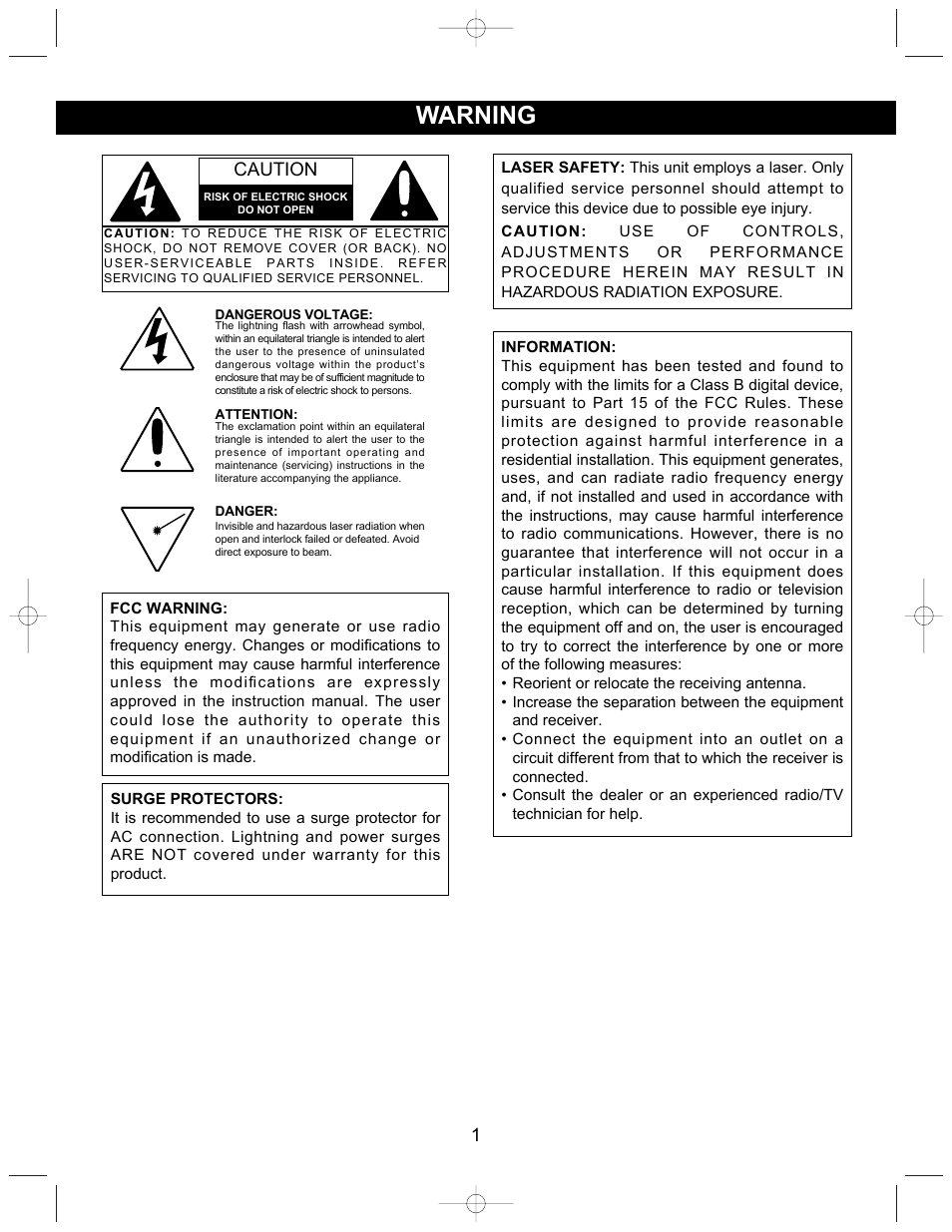 Warning, Caution | Memorex MX3905 User Manual | Page 2 / 21