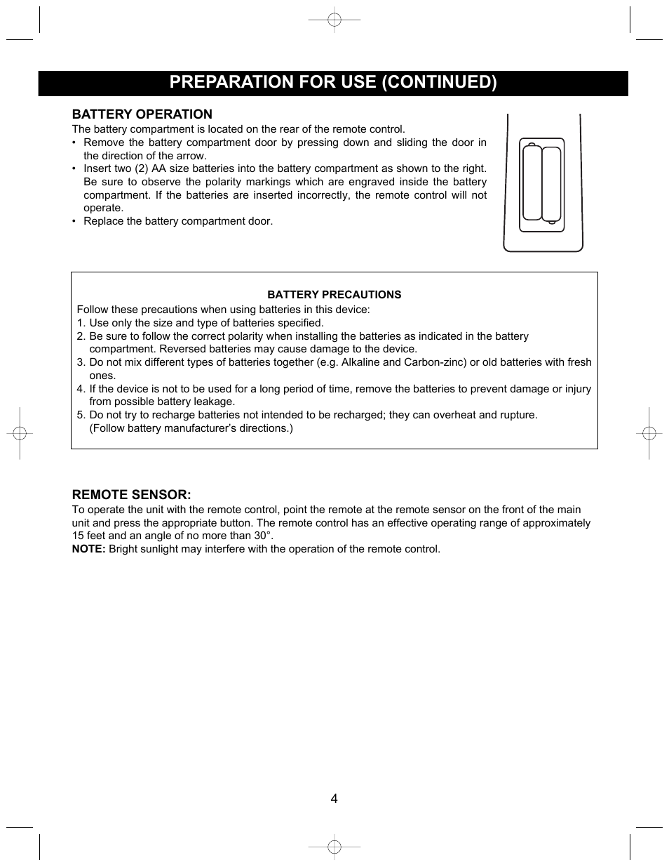 Preparation for use (continued) | Memorex MX3905 User Manual | Page 5 / 21