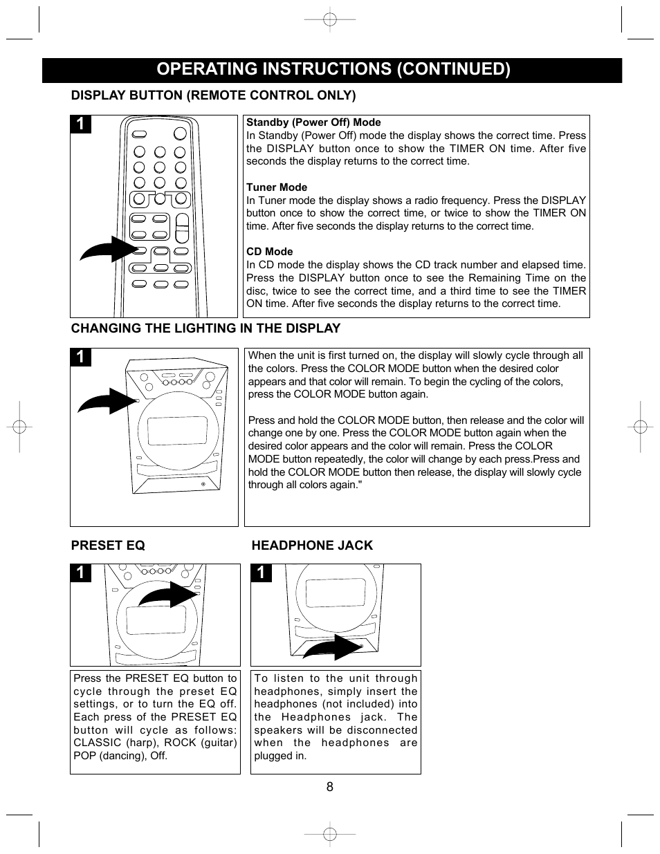 Operating instructions (continued) | Memorex MX3905 User Manual | Page 9 / 21