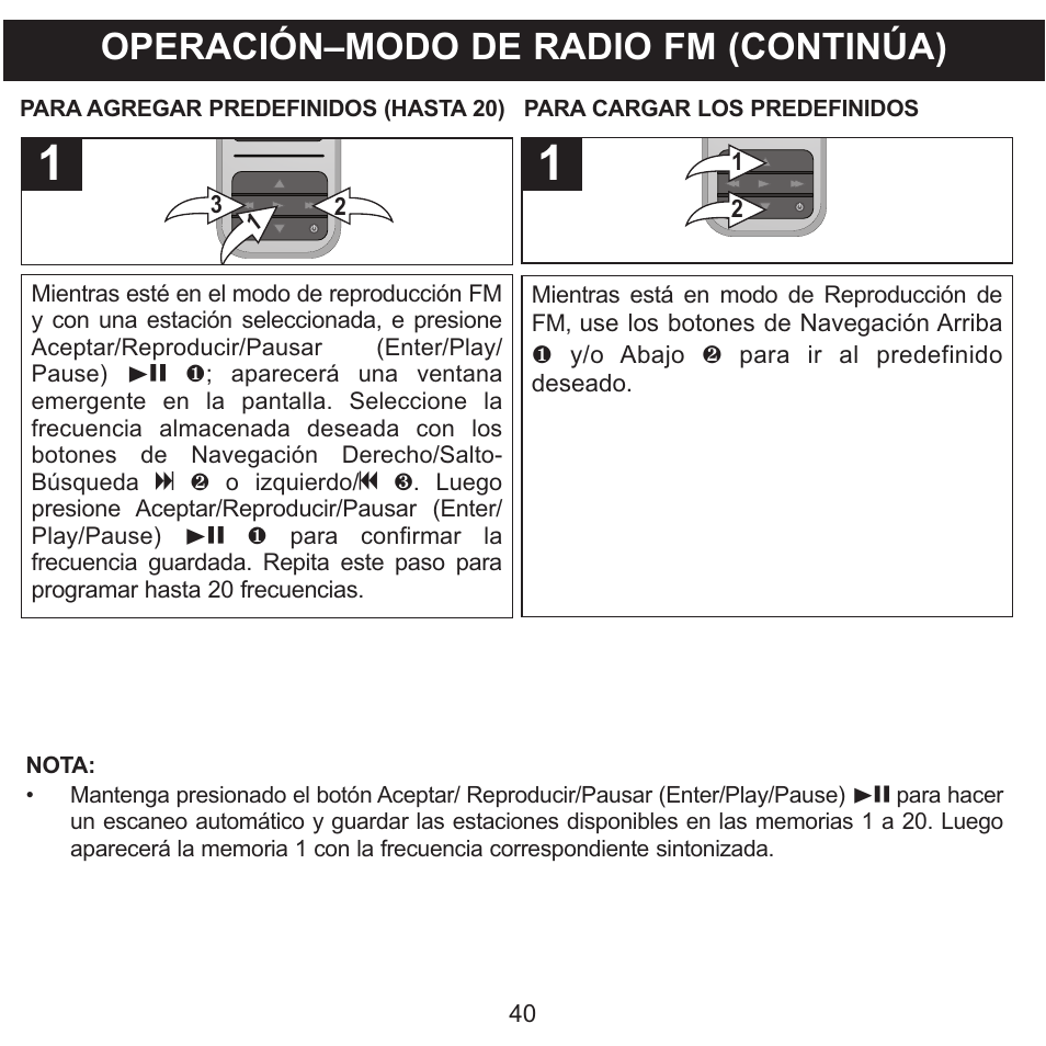 Operación–modo de radio fm (continúa) | Memorex MMP8590-WHT User Manual | Page 102 / 124