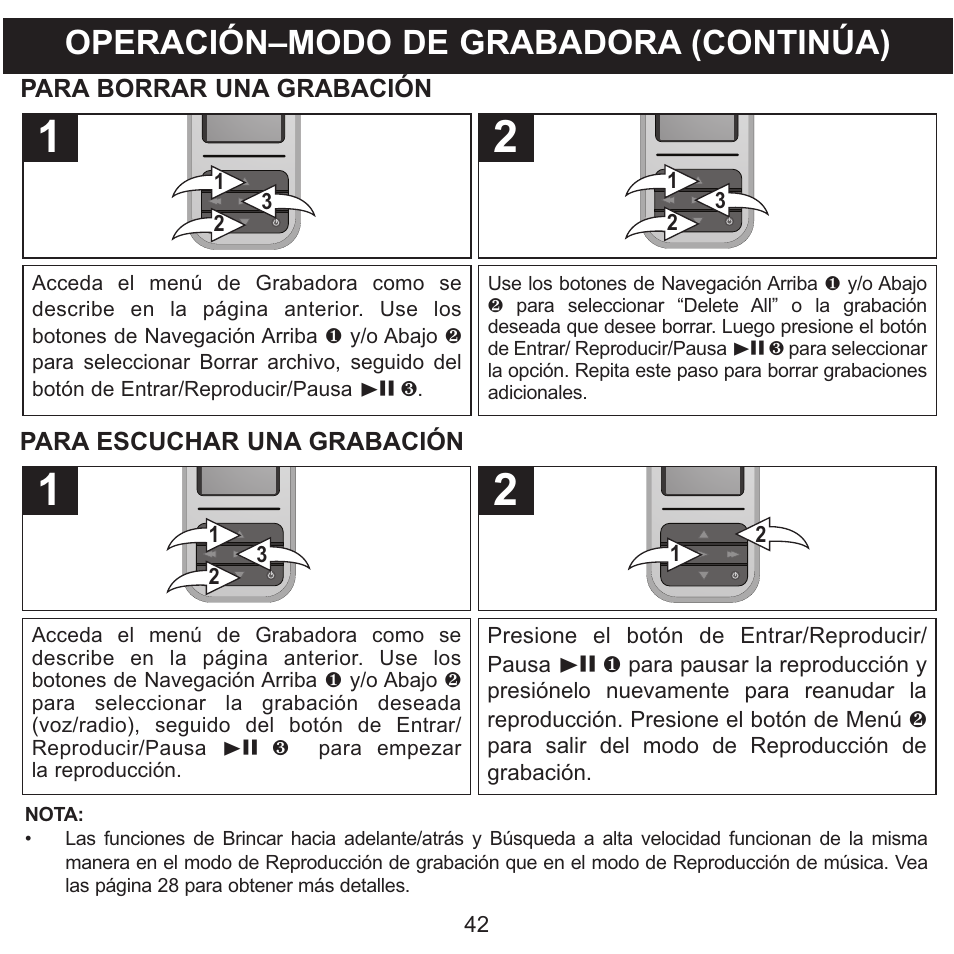 Operación–modo de grabadora (continúa) | Memorex MMP8590-WHT User Manual | Page 104 / 124