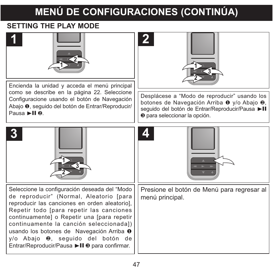 Menú de configuraciones (continúa) | Memorex MMP8590-WHT User Manual | Page 109 / 124