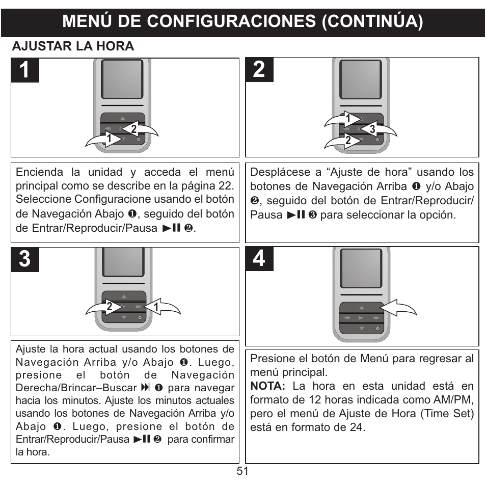 Menú de configuraciones (continúa) | Memorex MMP8590-WHT User Manual | Page 113 / 124