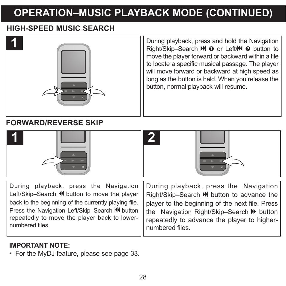 Operation–music playback mode (continued) | Memorex MMP8590-WHT User Manual | Page 29 / 124