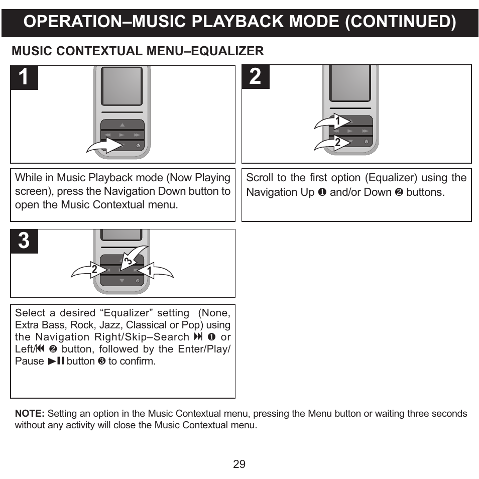 Operation–music playback mode (continued) | Memorex MMP8590-WHT User Manual | Page 30 / 124
