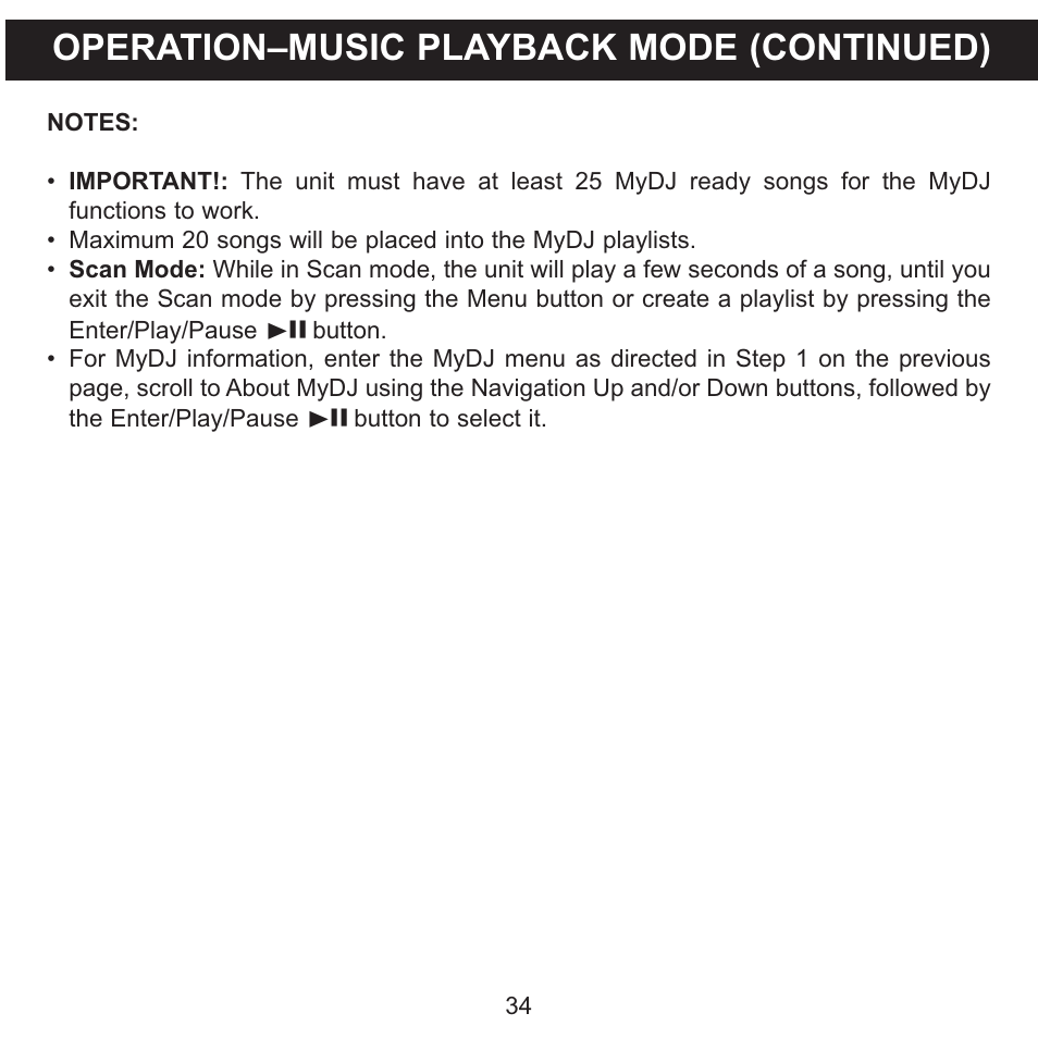 Operation–music playback mode (continued) | Memorex MMP8590-WHT User Manual | Page 35 / 124