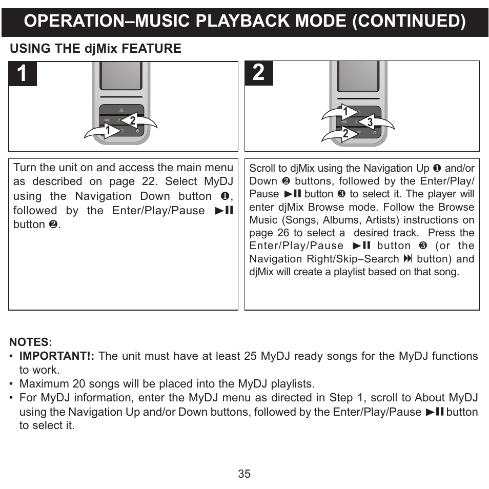 Operation–music playback mode (continued) | Memorex MMP8590-WHT User Manual | Page 36 / 124