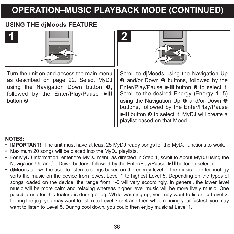 Operation–music playback mode (continued) | Memorex MMP8590-WHT User Manual | Page 37 / 124