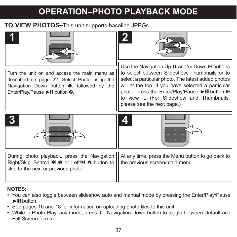 Operation–photo playback mode | Memorex MMP8590-WHT User Manual | Page 38 / 124