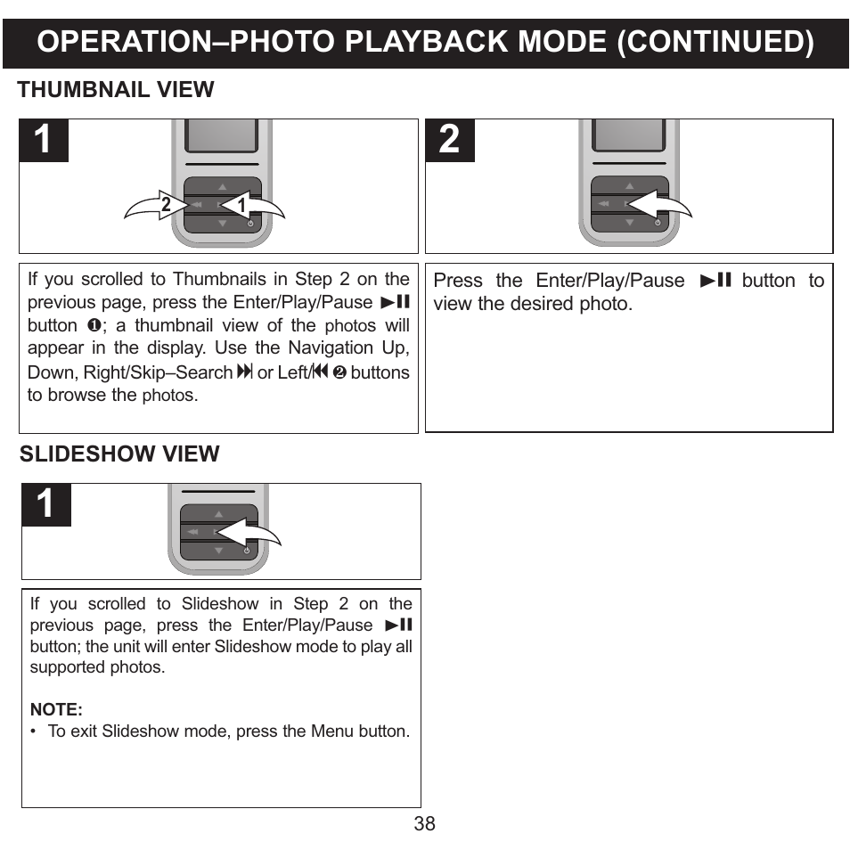 Operation–photo playback mode (continued) | Memorex MMP8590-WHT User Manual | Page 39 / 124