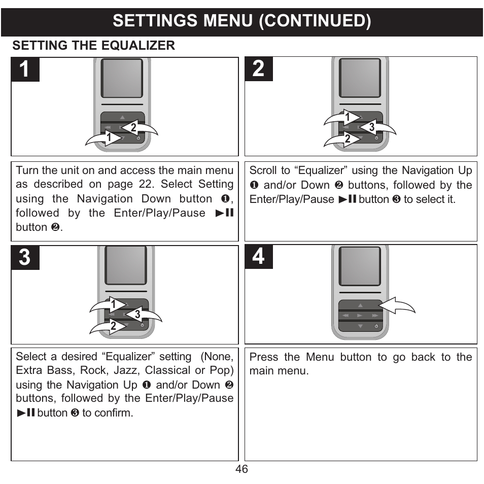 Settings menu (continued) | Memorex MMP8590-WHT User Manual | Page 47 / 124