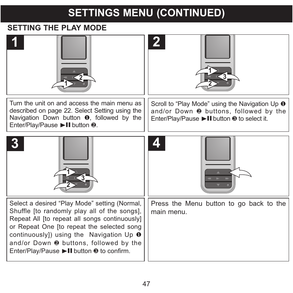 Settings menu (continued) | Memorex MMP8590-WHT User Manual | Page 48 / 124