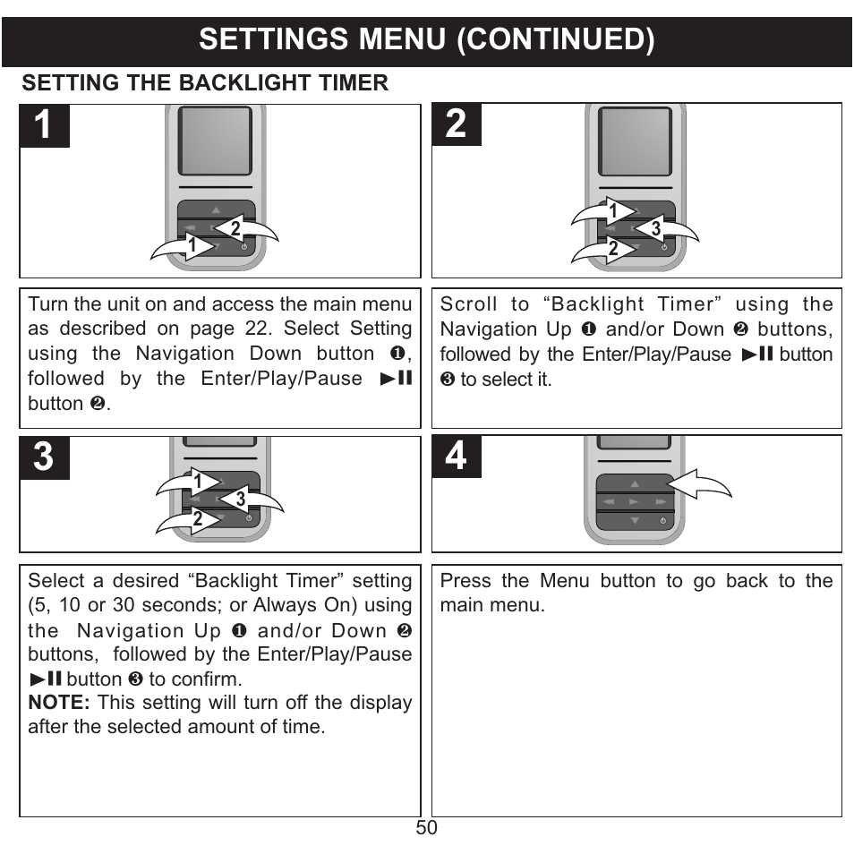 Settings menu (continued) | Memorex MMP8590-WHT User Manual | Page 51 / 124
