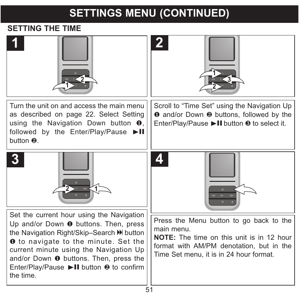 Settings menu (continued) | Memorex MMP8590-WHT User Manual | Page 52 / 124