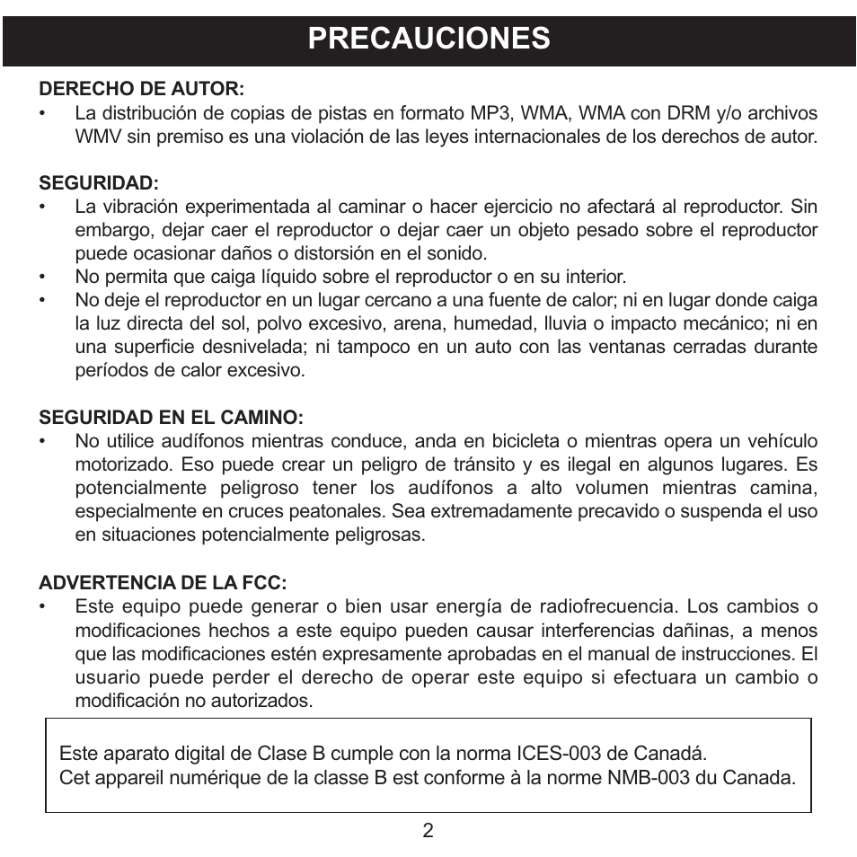 Precauciones | Memorex MMP8590-WHT User Manual | Page 64 / 124