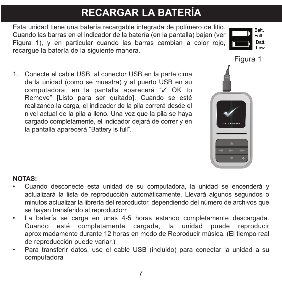 Recargar la batería | Memorex MMP8590-WHT User Manual | Page 69 / 124
