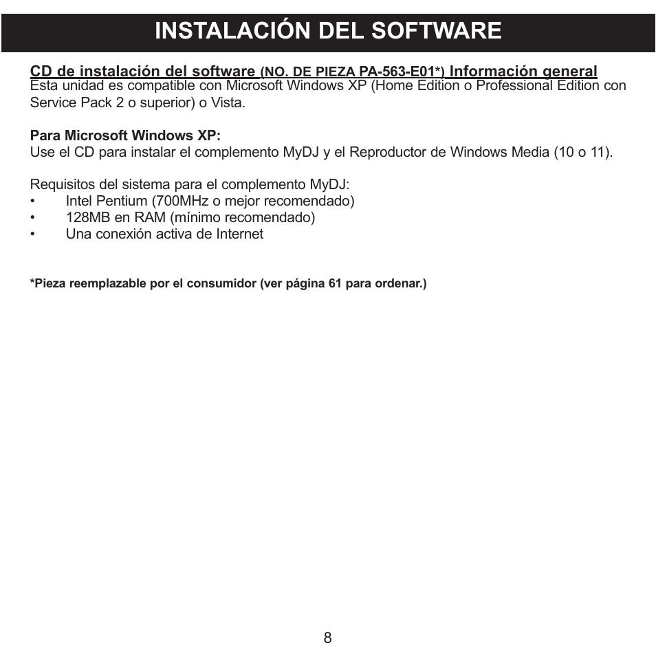 Instalación del software | Memorex MMP8590-WHT User Manual | Page 70 / 124