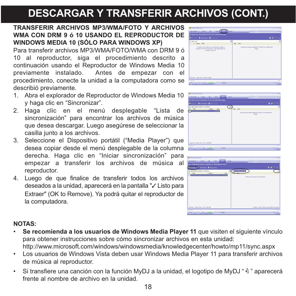 Descargar y transferir archivos (cont.) | Memorex MMP8590-WHT User Manual | Page 80 / 124