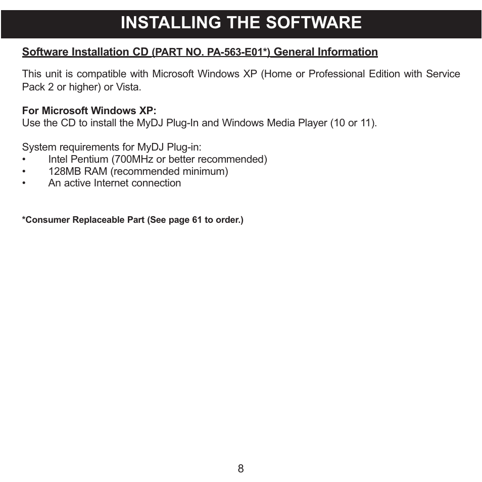 Installing the software | Memorex MMP8590-WHT User Manual | Page 9 / 124