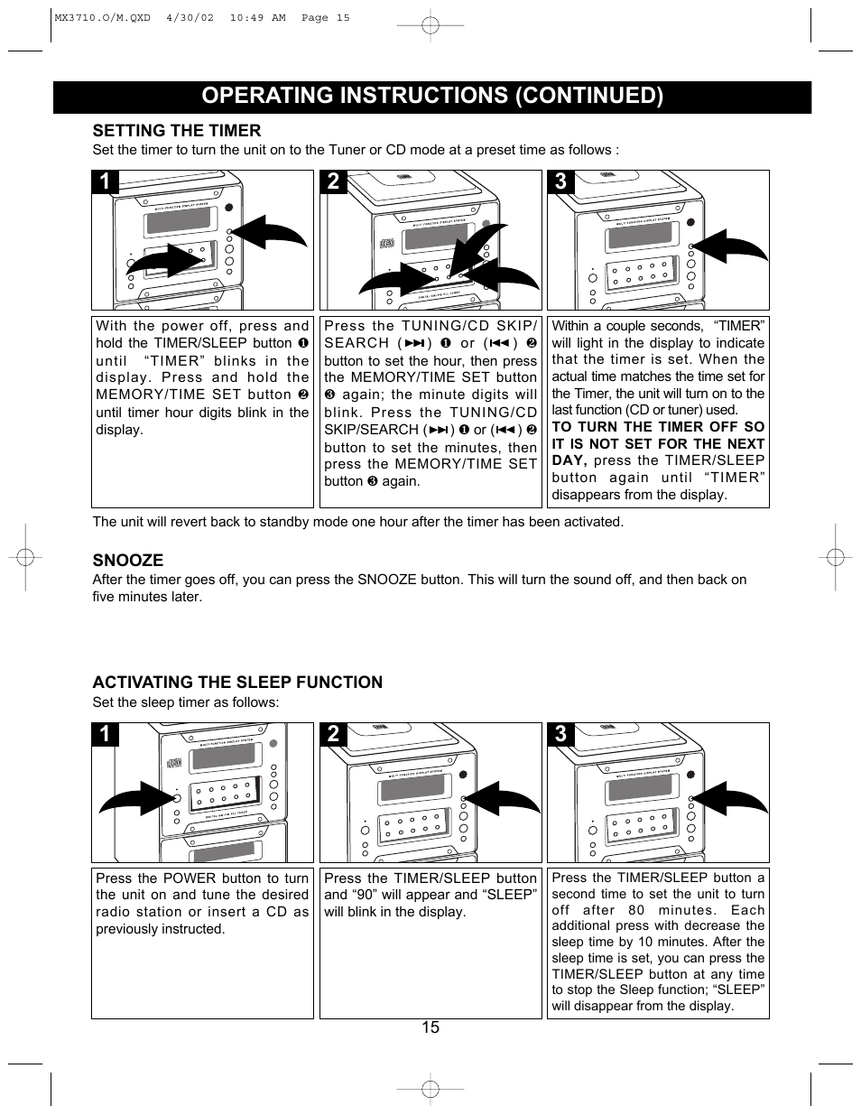 Operating instructions (continued) | Memorex MX3710 User Manual | Page 16 / 21