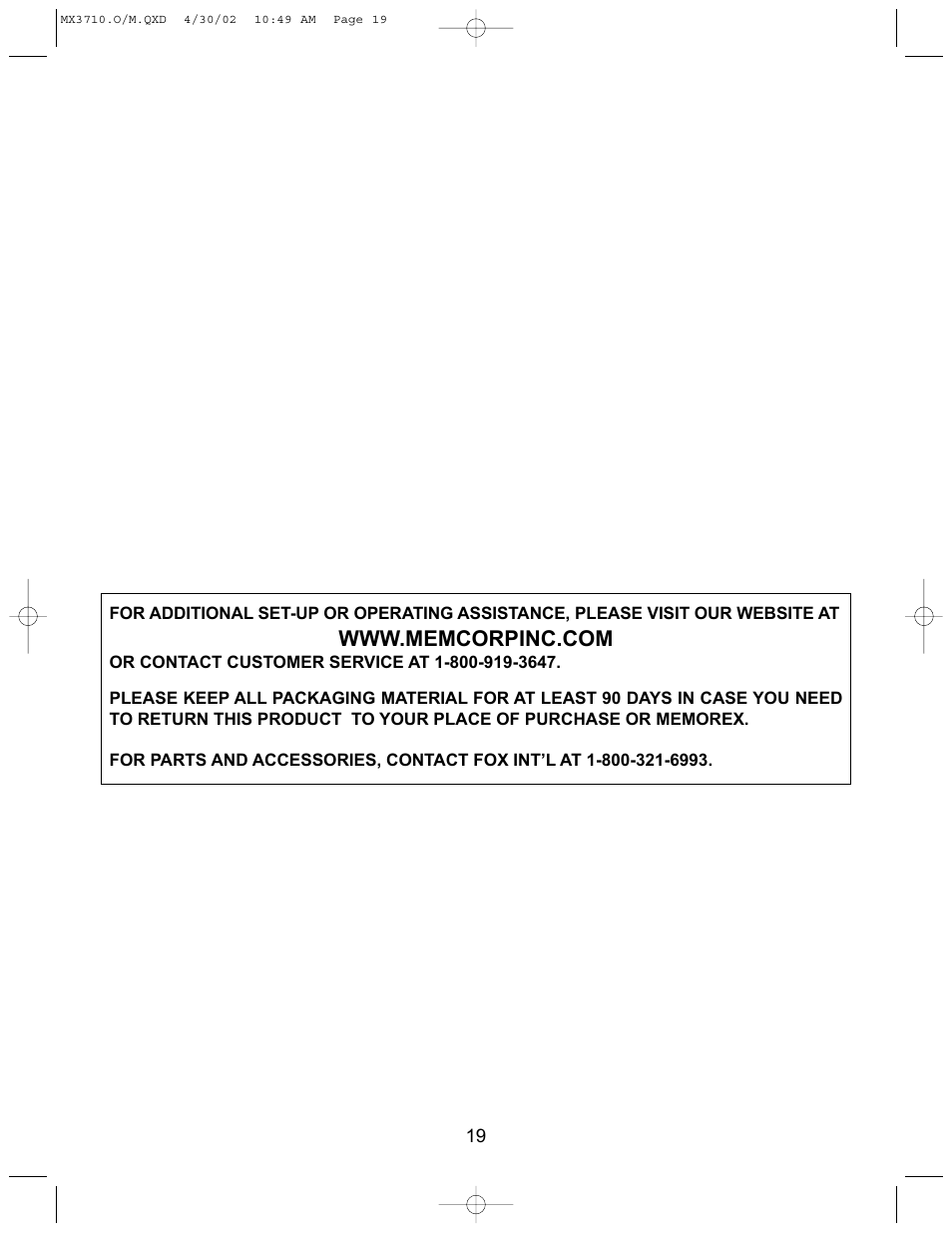 Memorex MX3710 User Manual | Page 20 / 21