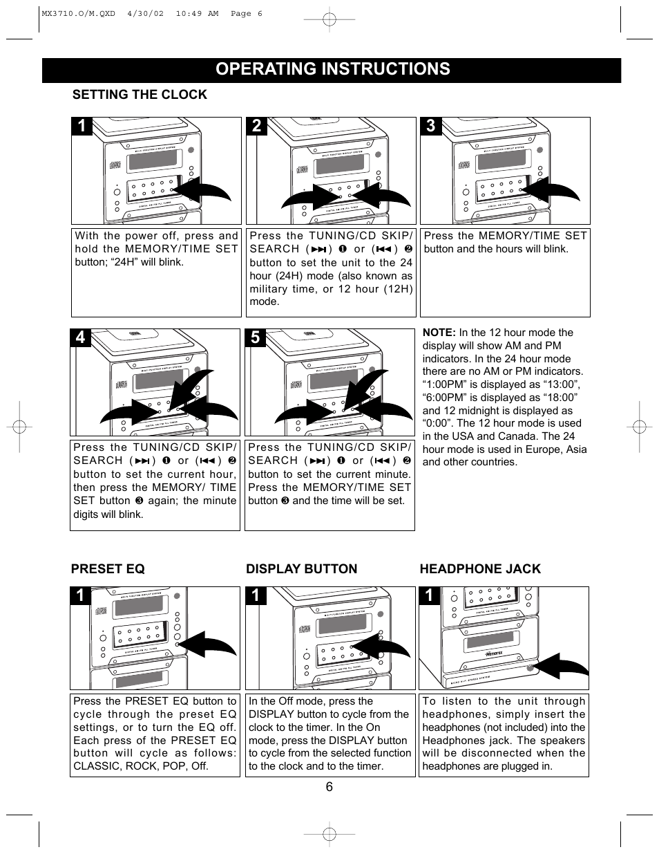 Operating instructions | Memorex MX3710 User Manual | Page 7 / 21
