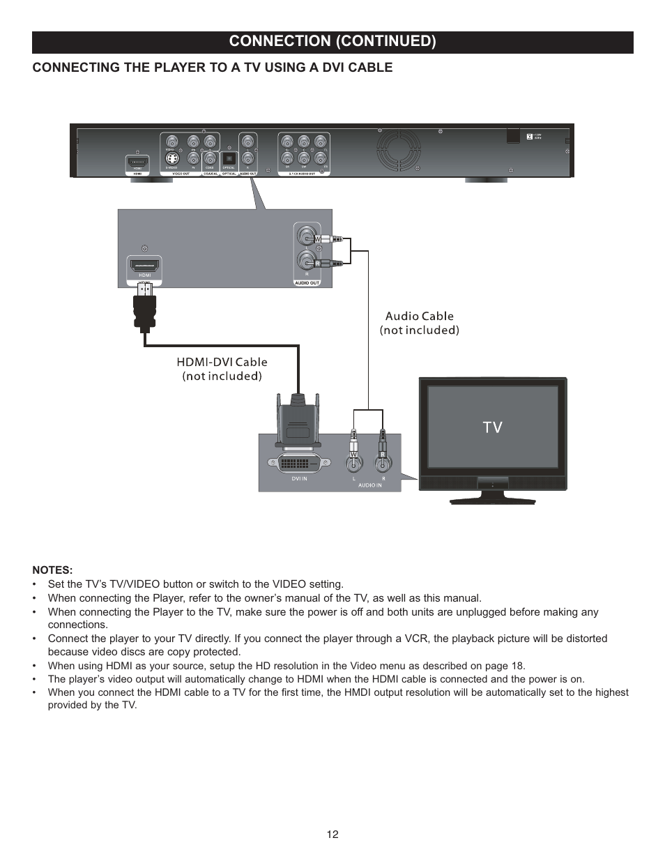Connection (continued) | Memorex MVD-2037 O/M.QXD User Manual | Page 12 / 40