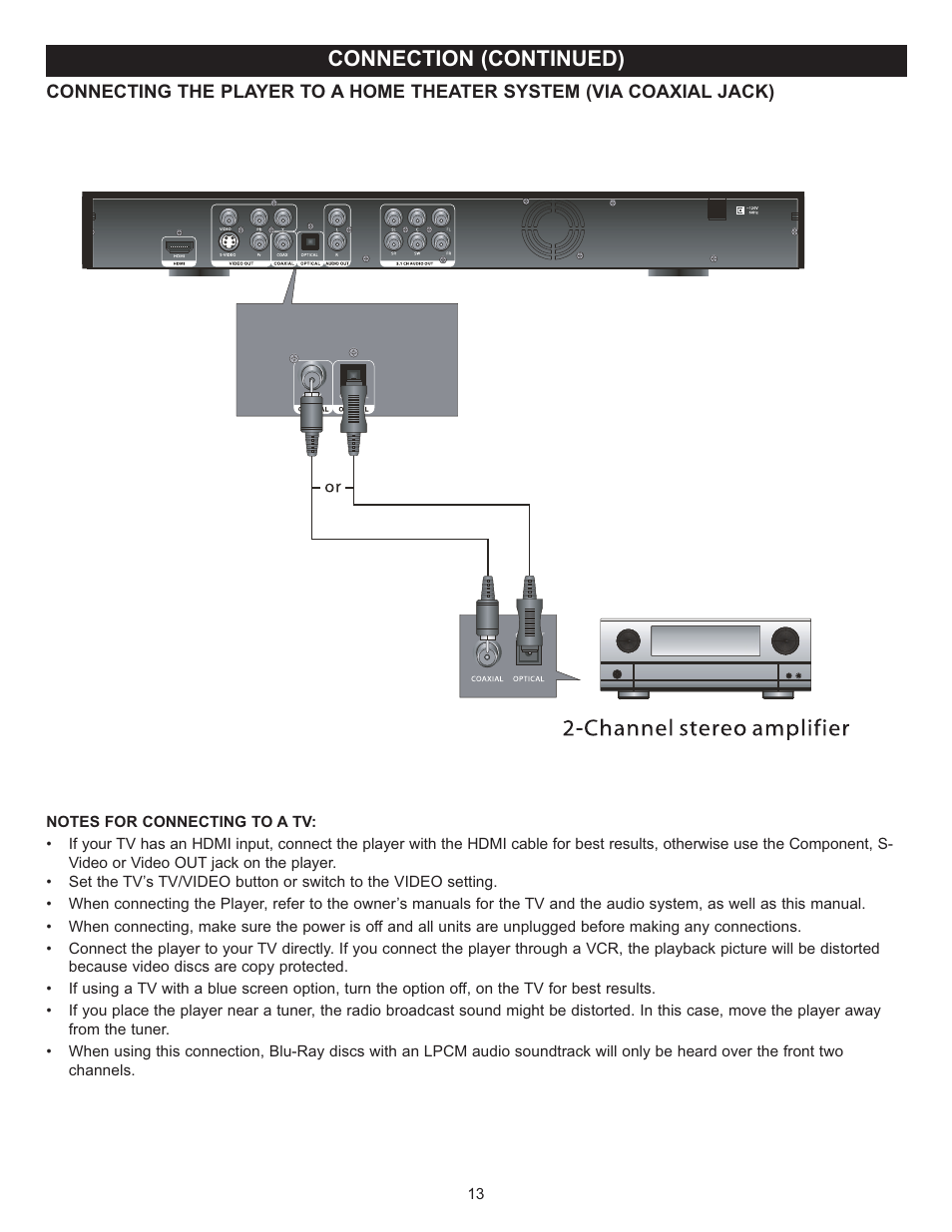 Connection (continued) | Memorex MVD-2037 O/M.QXD User Manual | Page 13 / 40