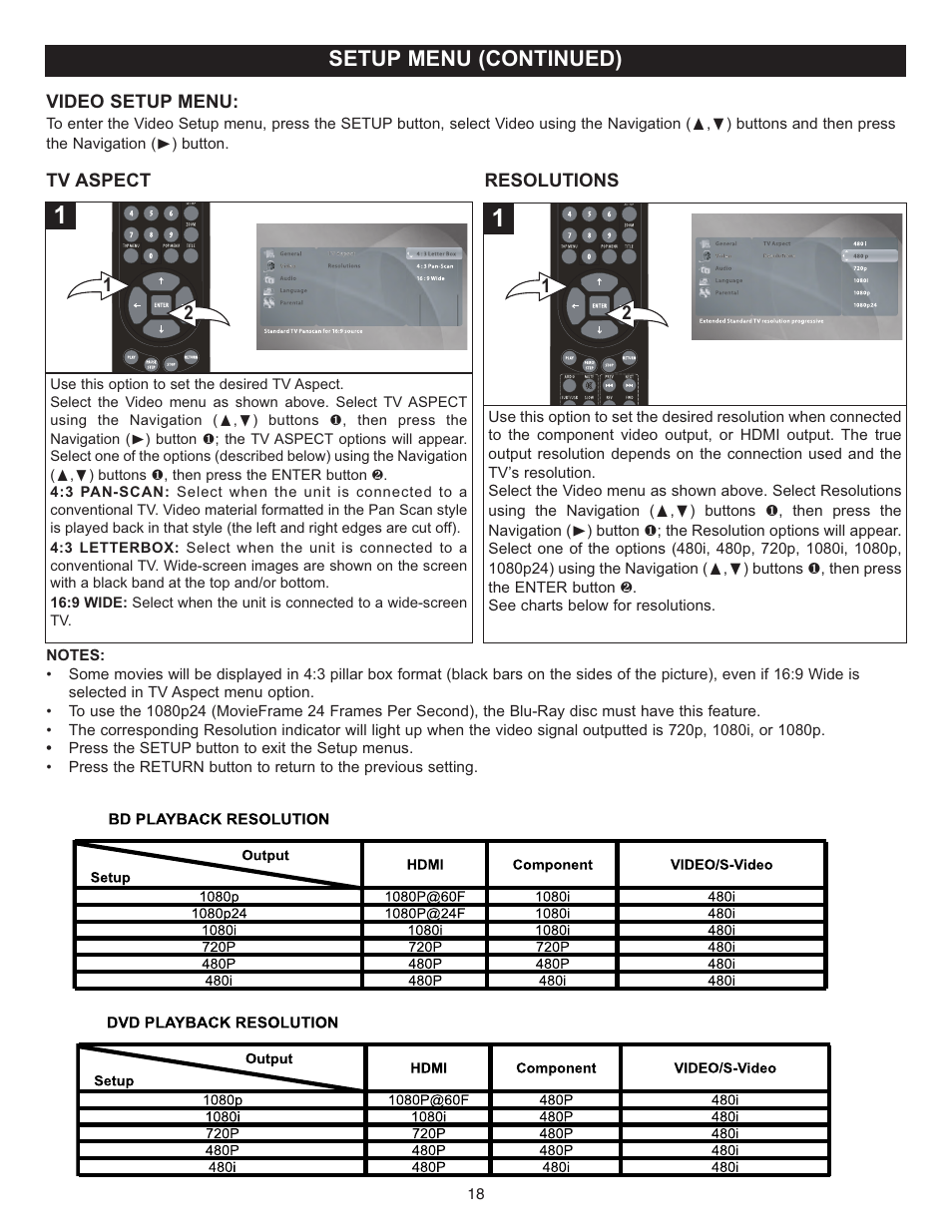 Setup menu (continued) | Memorex MVD-2037 O/M.QXD User Manual | Page 18 / 40