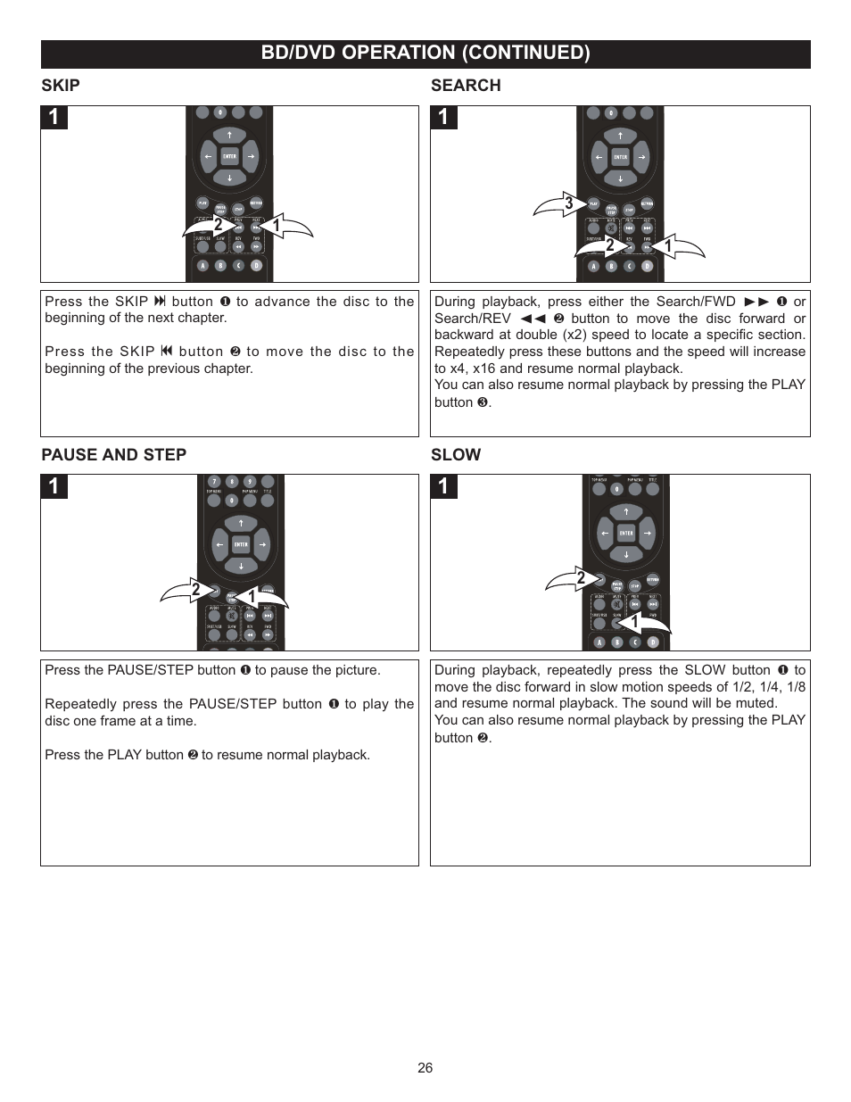 Bd/dvd operation (continued) | Memorex MVD-2037 O/M.QXD User Manual | Page 26 / 40