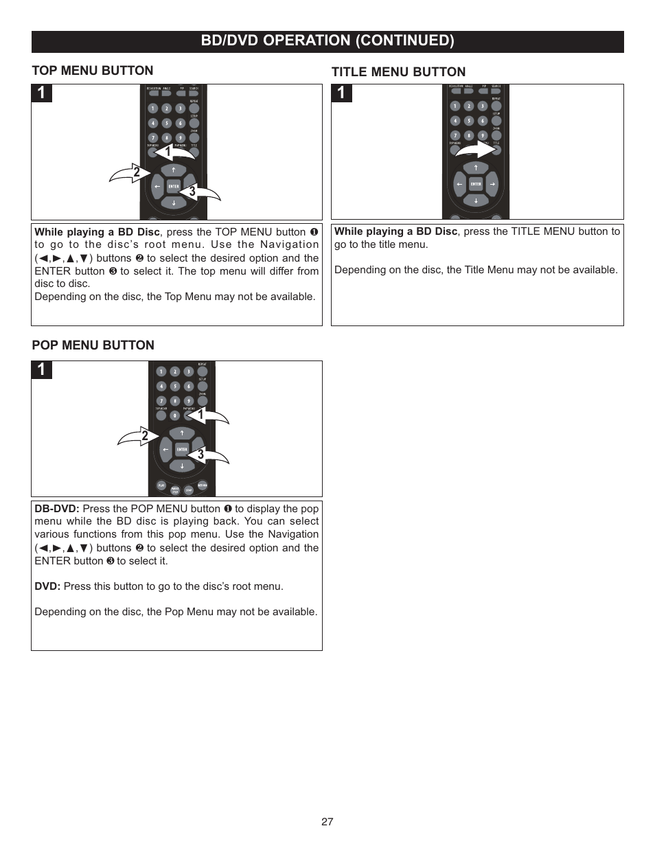 Bd/dvd operation (continued) | Memorex MVD-2037 O/M.QXD User Manual | Page 27 / 40