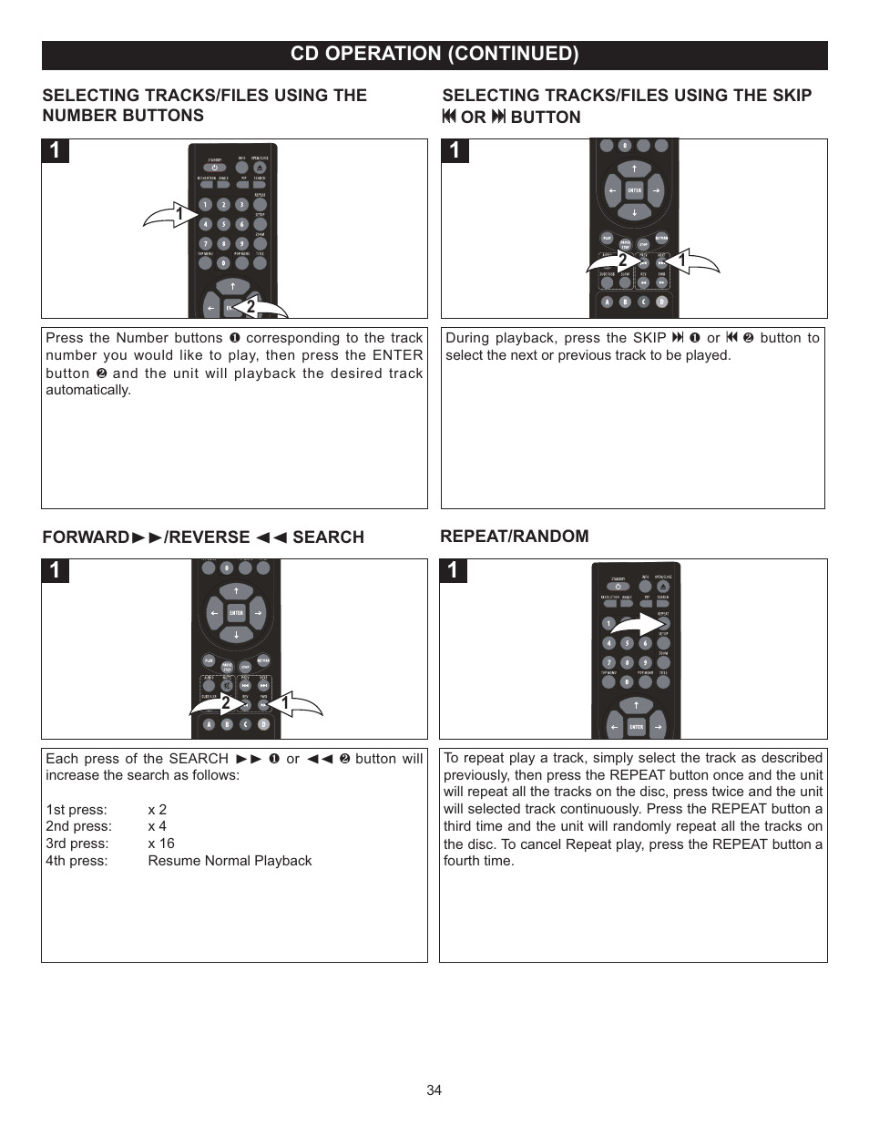 Cd operation (continued) | Memorex MVD-2037 O/M.QXD User Manual | Page 34 / 40