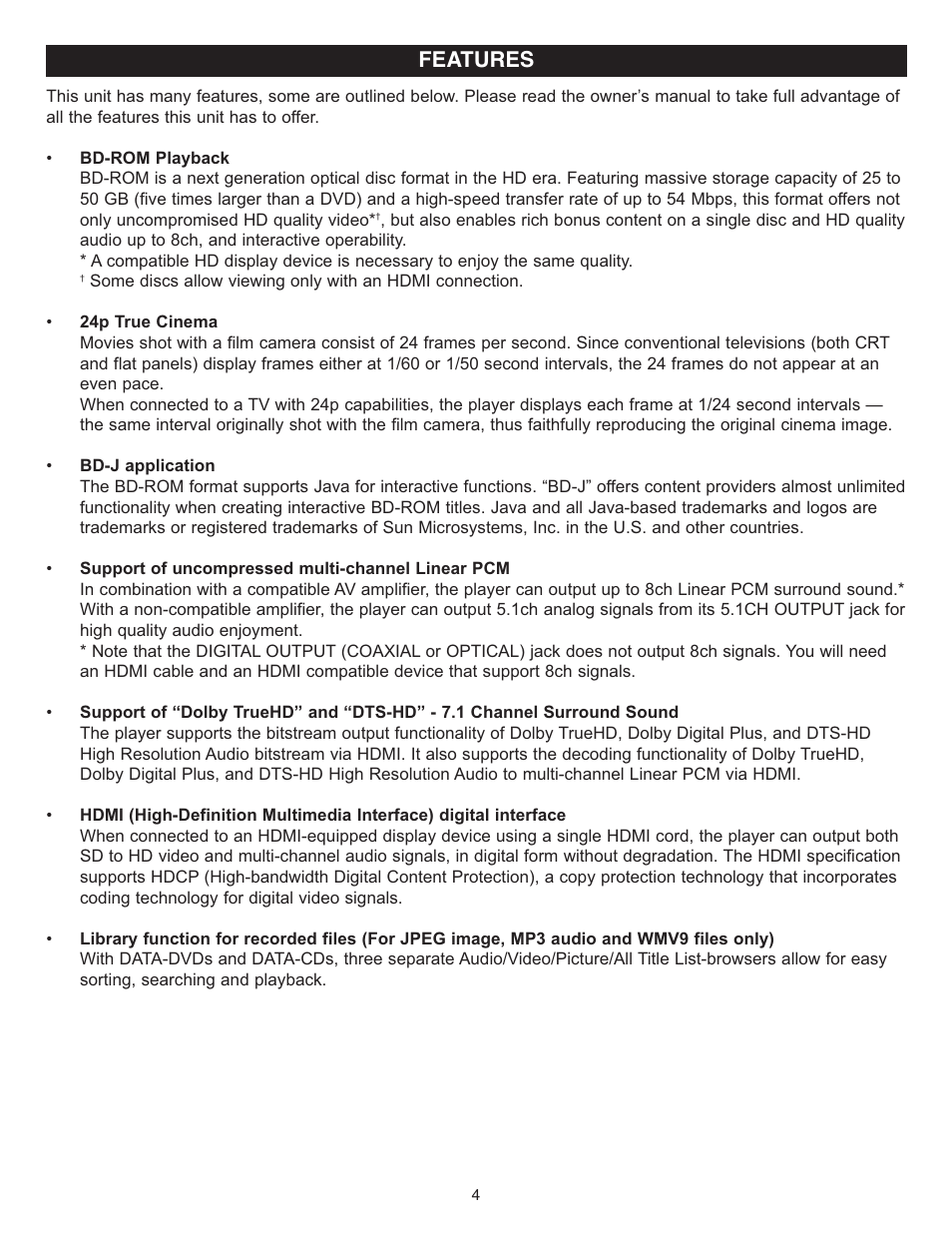 Features | Memorex MVD-2037 O/M.QXD User Manual | Page 4 / 40
