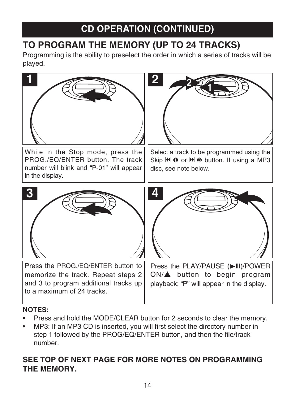 Cd operation (continued) | Memorex MPD8812 User Manual | Page 15 / 24