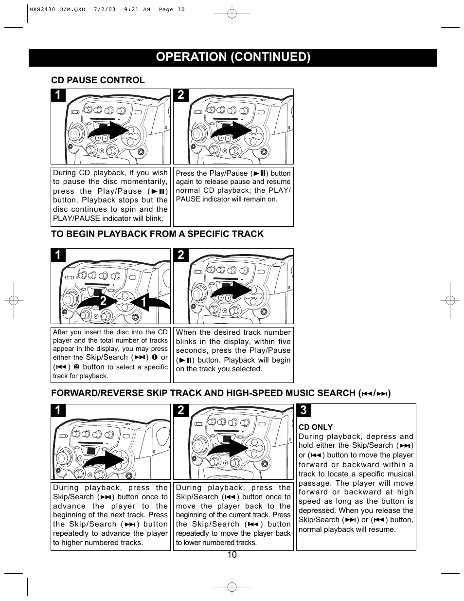 Operation (continued) | Memorex MKS2430 User Manual | Page 11 / 23