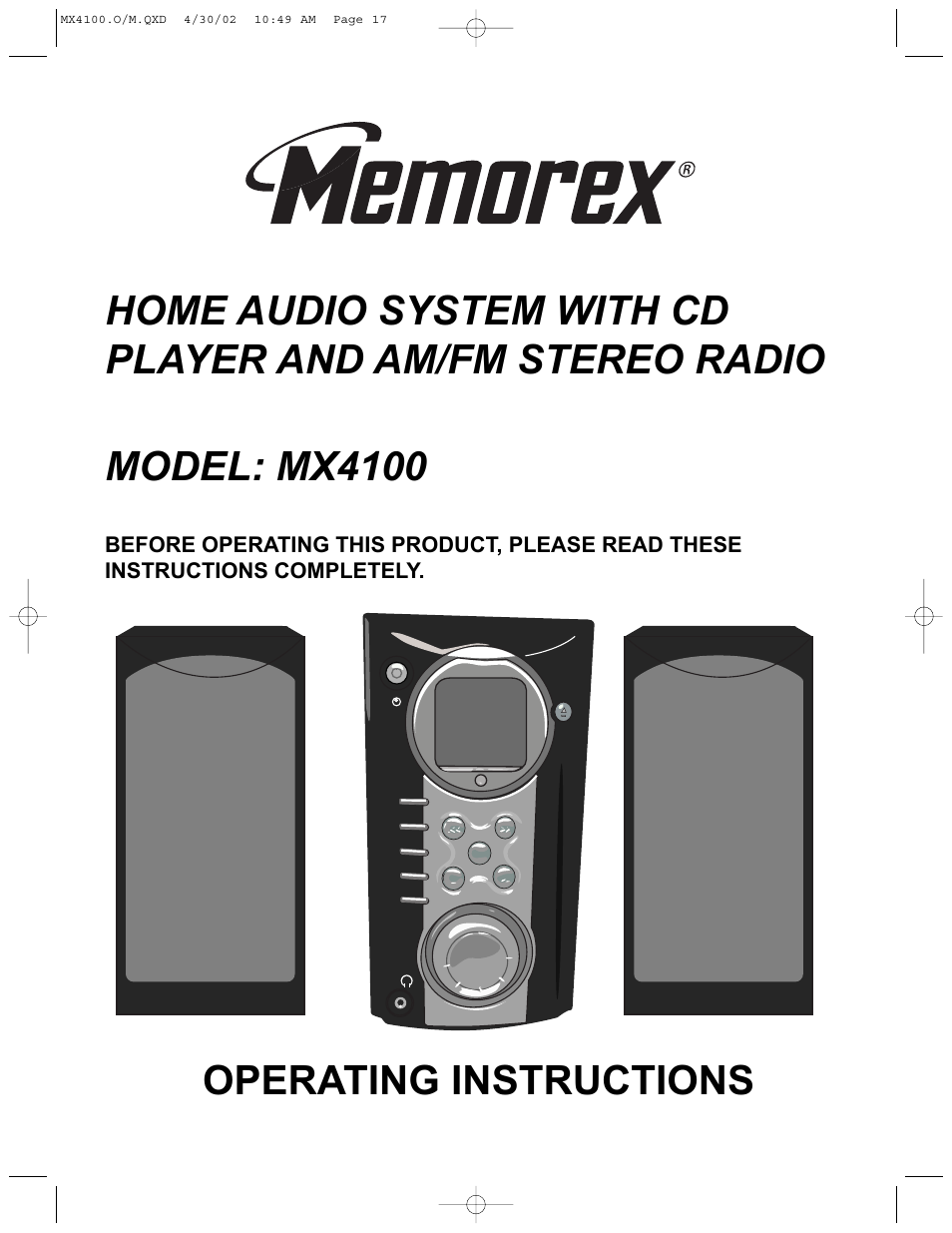 Memorex MX4100 User Manual | 17 pages