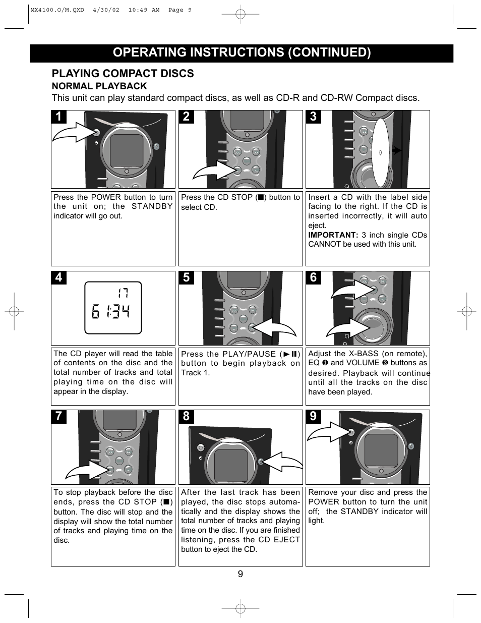 Operating instructions (continued) | Memorex MX4100 User Manual | Page 10 / 17