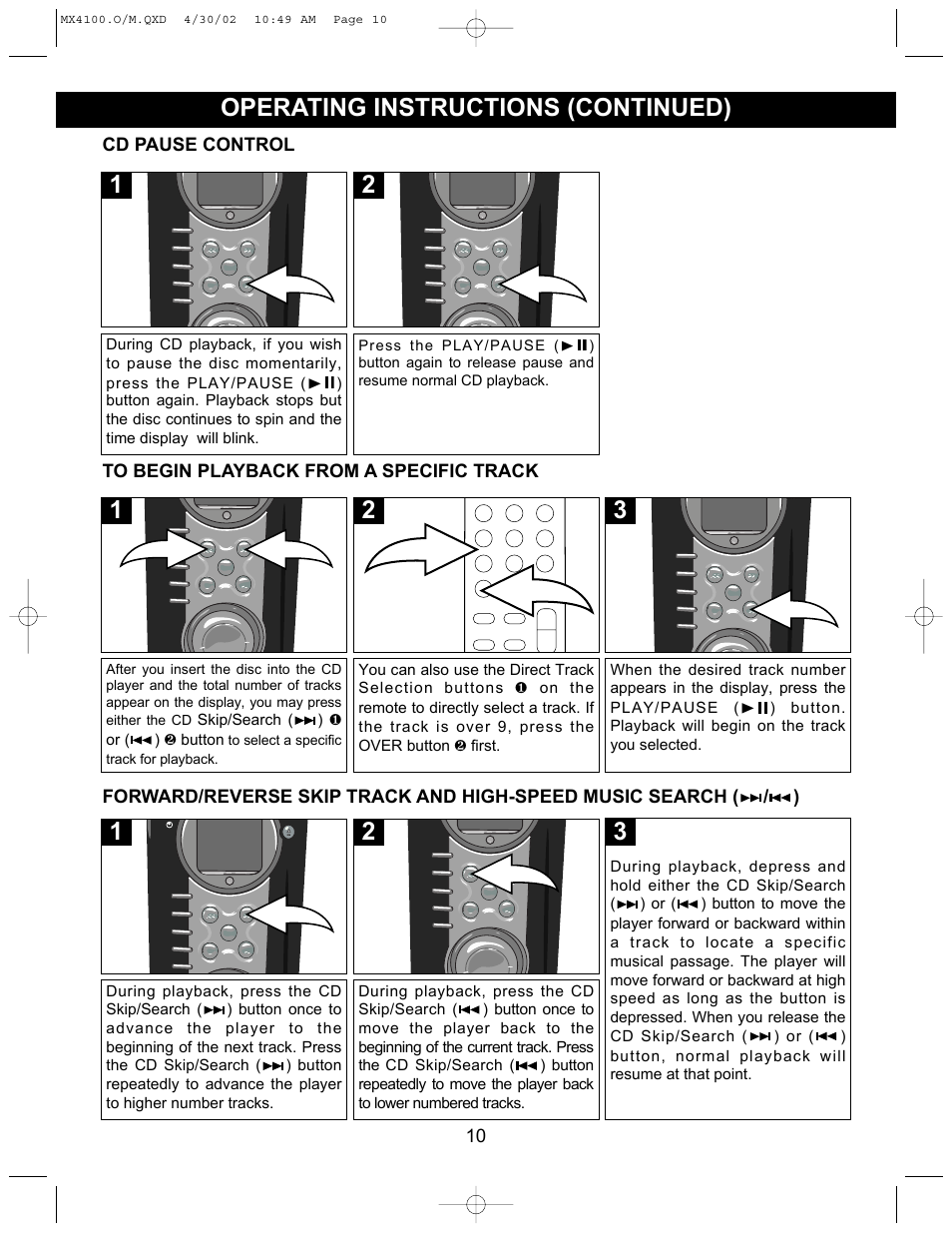 Operating instructions (continued) | Memorex MX4100 User Manual | Page 11 / 17