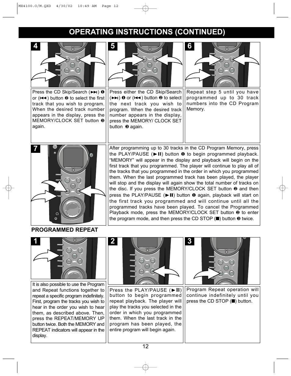 Operating instructions (continued) | Memorex MX4100 User Manual | Page 13 / 17